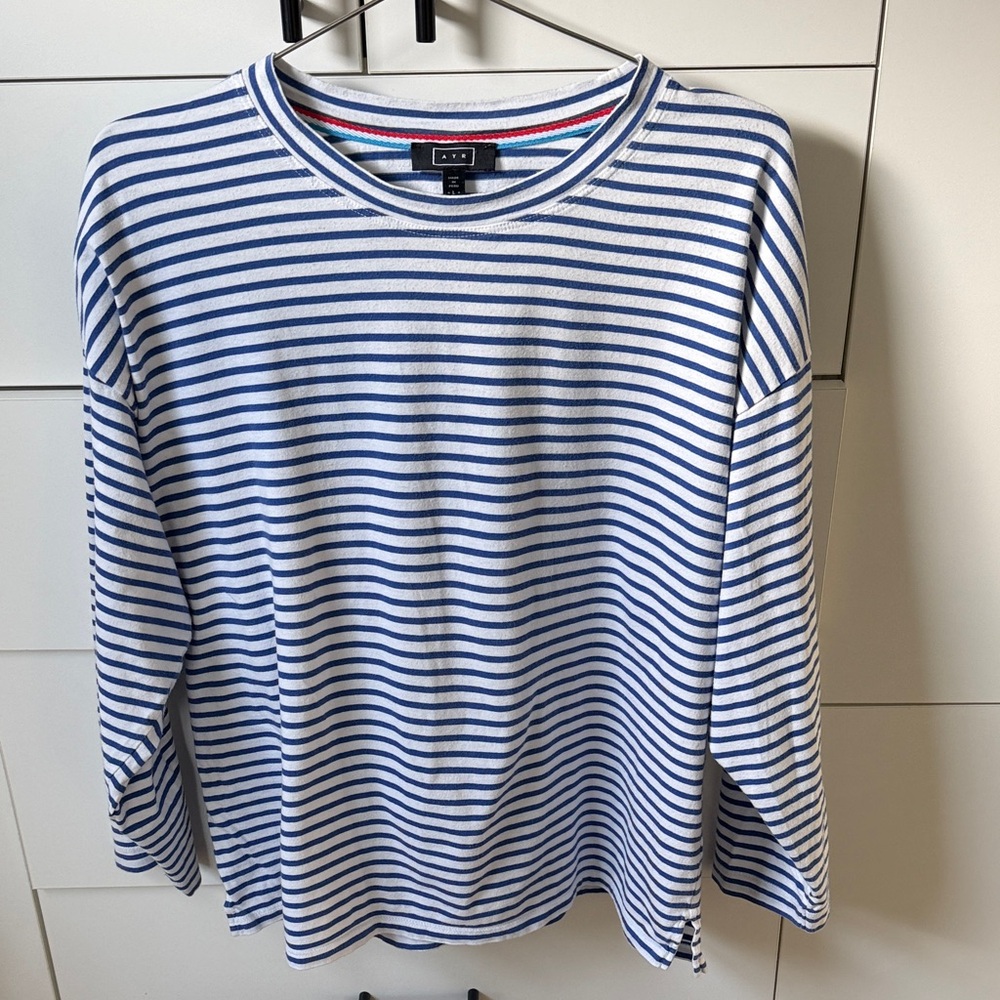 AYR Blue and White Striped French Fry Long Sleeve Tee
